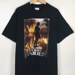 Vintage 2001 Lara Croft Tomb Raider Movie Promo T Shirt Video Game Graphic Tee